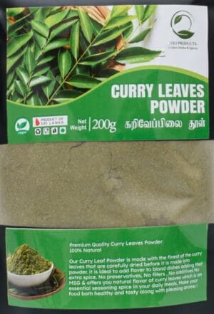 Premium Curry Leaves Powder UK | 100% Natural Ceylon Herbal Spice 200g