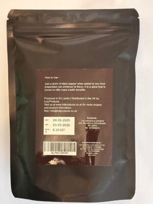 Premium Black Pepper Seeds (200g) – Ceylon Whole Peppercorns from Sri Lanka